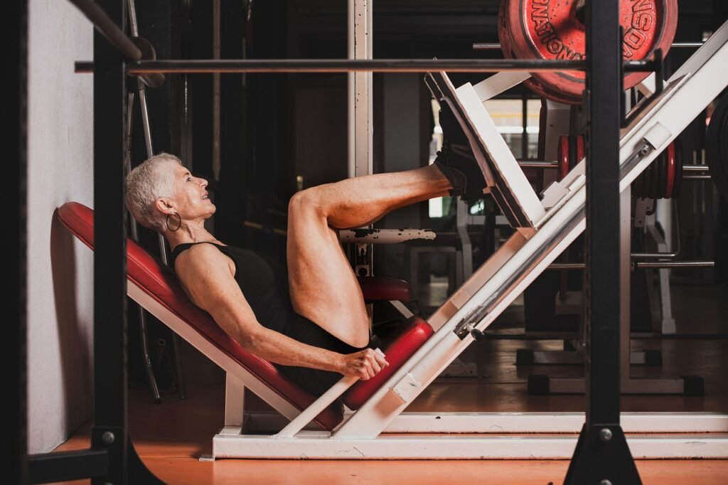 Woman in her 50s doing weightlifting